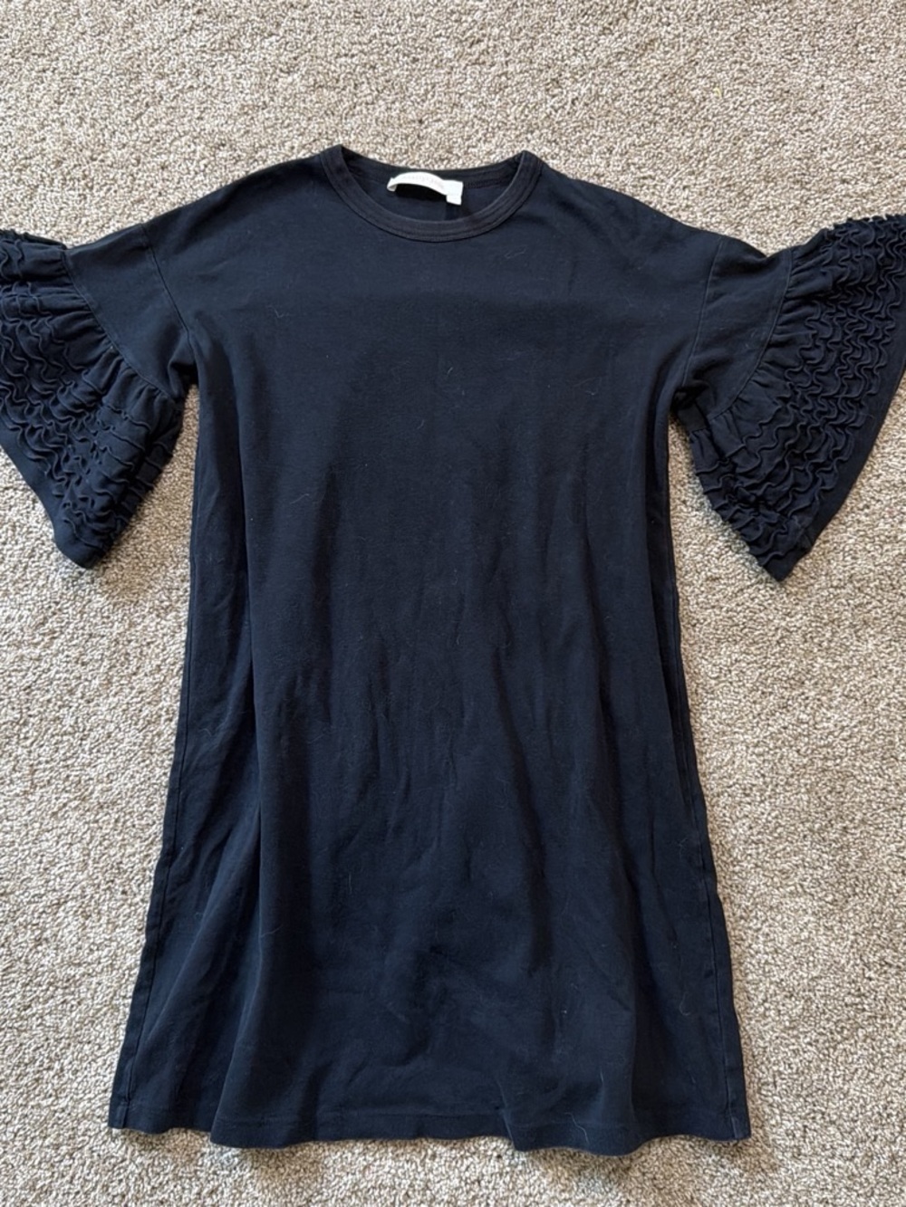 See by Chloé Ruffle Sleeve T-Shirt Dress Black Small